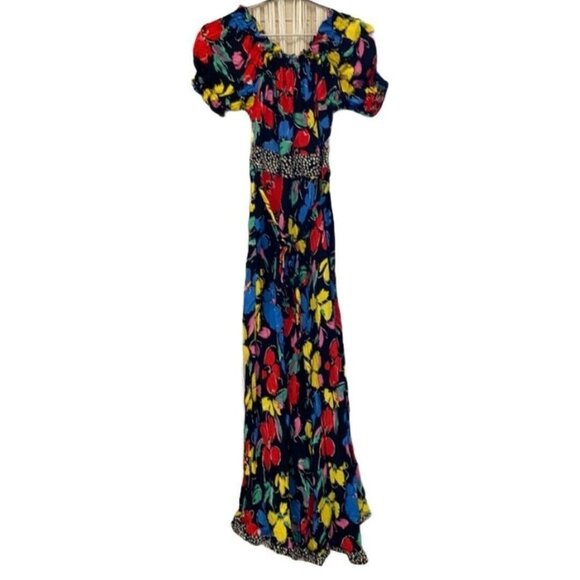 Black Floral Off the Shoulder Puff Sleeve Peasant Maxi Dress Rixo for Target - Picture 4 of 8